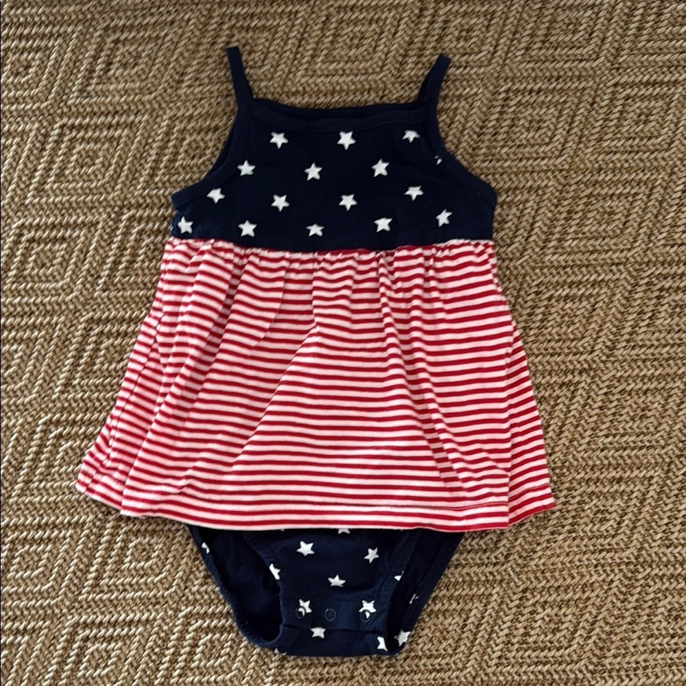 Carter’s Red and Blue Star Striped Baby Dress 24 months EUC